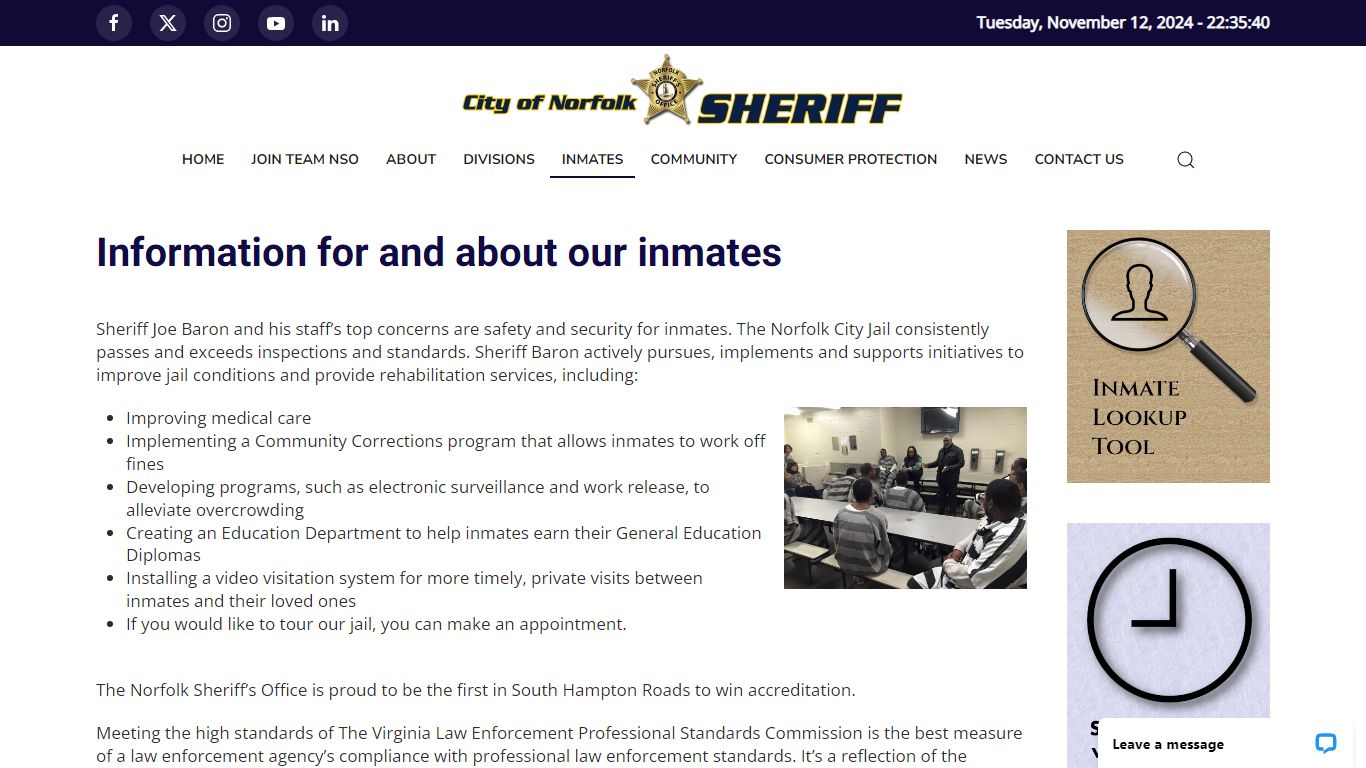 Information for and about our inmates - Norfolk Sheriff