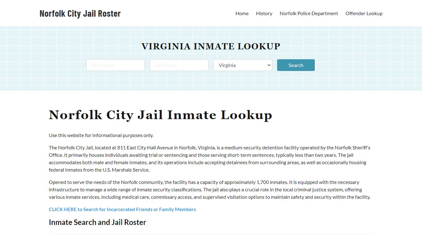 Norfolk City Jail, VA Inmate Search, Jail Roster, Bookings