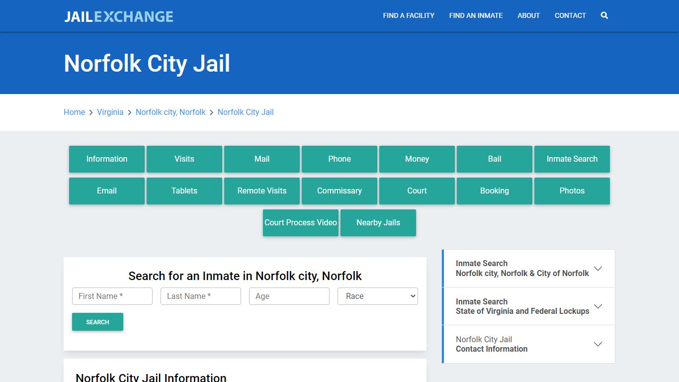 Norfolk City Jail Roster Lookup, VA, Inmate Search