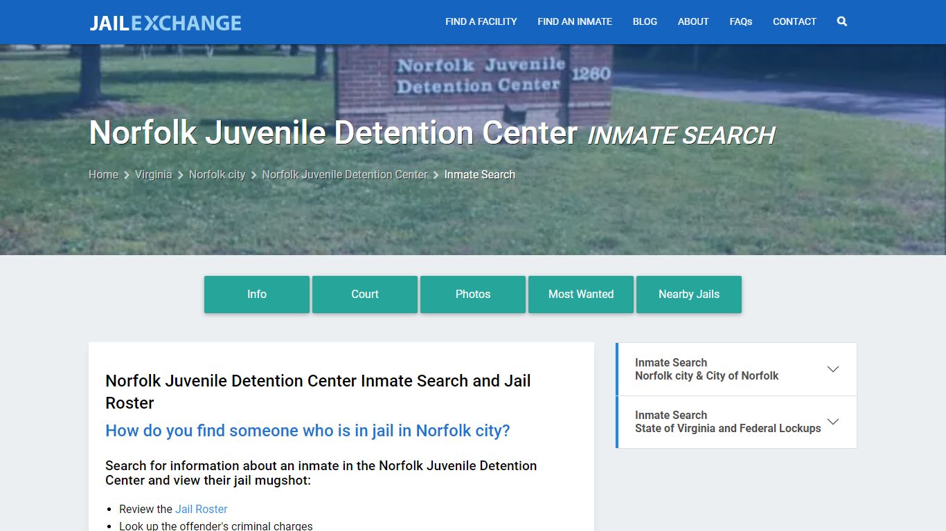 Norfolk Juvenile Detention Center Inmate Search - Jail Exchange